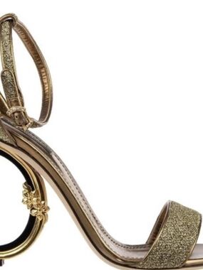 Dolce & Gabbana Gold Glitter Ankle-Strap High Heels